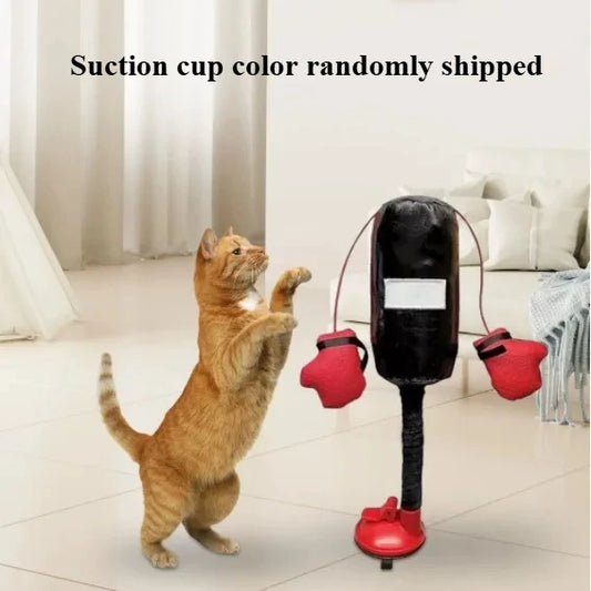 Cat Punching Bag Toy with Boxing Gloves and Suction Cup