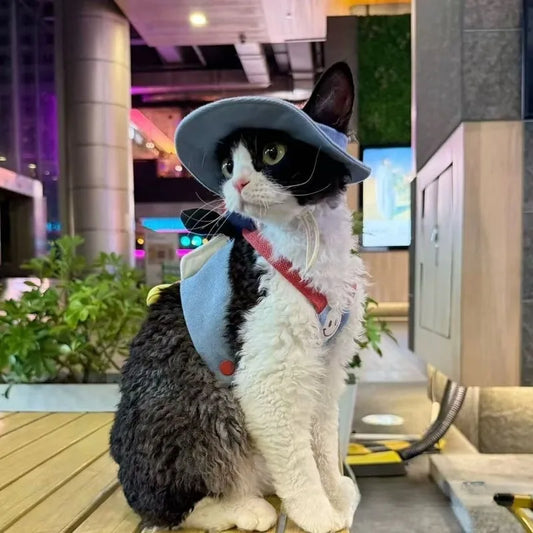 Cat Outdoor Harness Set with Bucket Hat