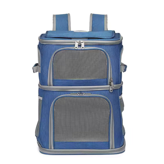 Double-Compartment Pet Carrier Backpack Two Cat