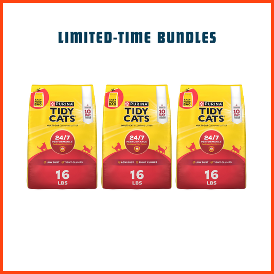 3-Pack Purina Tidy Cats Clumping Cat Litter Odor Control, 24/7 Performance Multi Cat Litter
