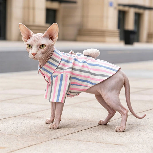 Cartoon Sphynx Cat Stripes Vest