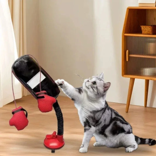 Cat Punching Bag Toy with Boxing Gloves and Suction Cup