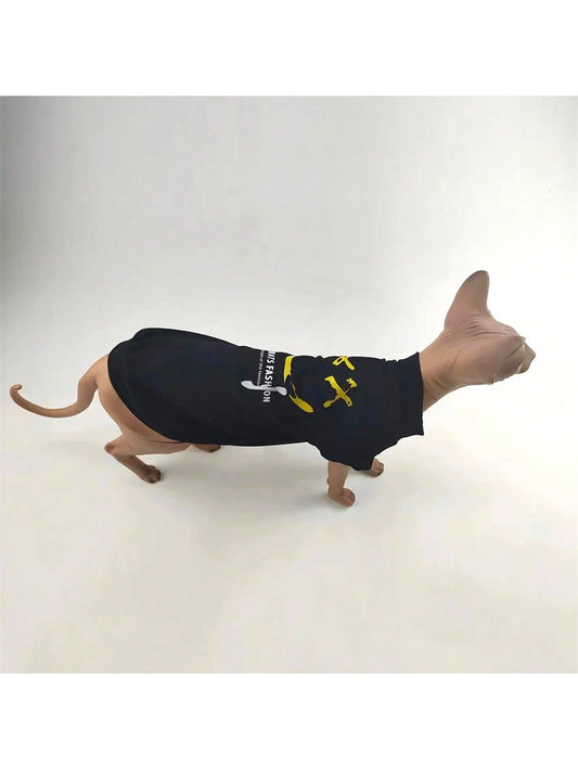 Sphinx Hairless Cat Clothes Handsome Letter Smiling Face