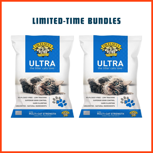 2Pack Dr. Elsey's Ultra UnScented Clumping Clay Cat Litter 40 lb. Bag