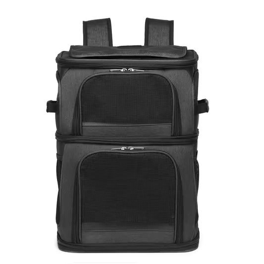 Double-Compartment Pet Carrier Backpack Two Cat